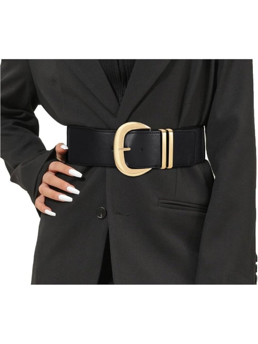 ⚡Black Women Elastic Waist Belt for Dresses Buckle Stretchy Waistband for Ladies